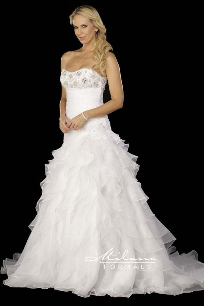 Trumpet organza ruffle wedding dress