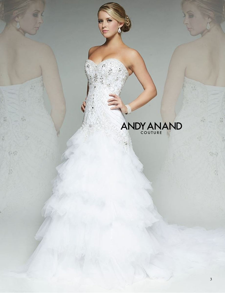 BEADED ruffle trumpet wedding dress