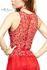 Designer Milano Formals lace long prom dress red.