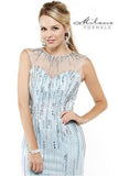 Designer Milano Formals lace long prom dress.