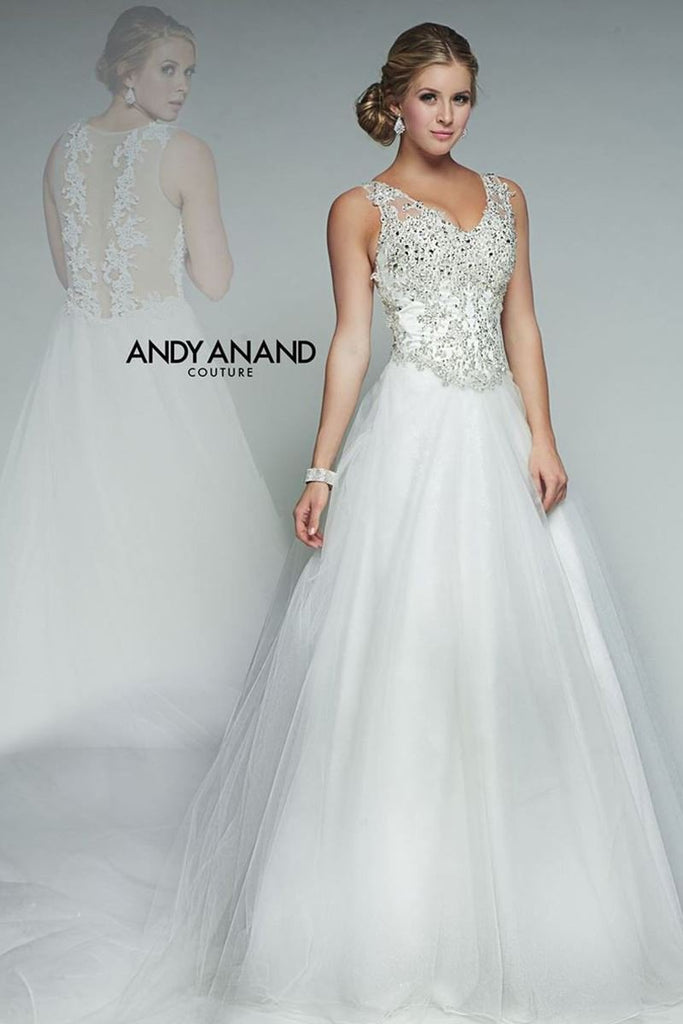 BEADED ruffle A-line ball gown wedding dress