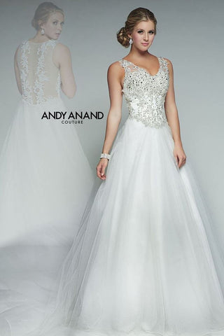 BEADED ruffle A-line ball gown wedding dress