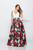 Designer Milano Formals lace long prom dress.