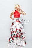 Designer Milano Formals lace long prom dress.