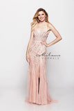 Designer Milano Formals lace long prom dress.