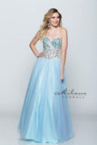 Designer Milano Formals lace long prom dress.