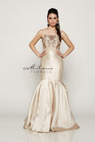 Designer Milano Formals lace long prom dress.