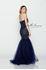 Designer Milano Formals lace long prom dress.