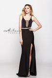 Designer Milano Formals lace long prom dress.