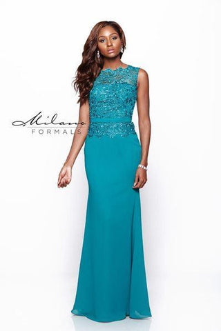 Chiffon lace long bridesmaid dress.