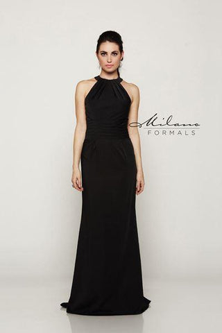Designer Milano Formals lace long prom dress.