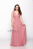 Designer Milano Formals lace long prom dress.