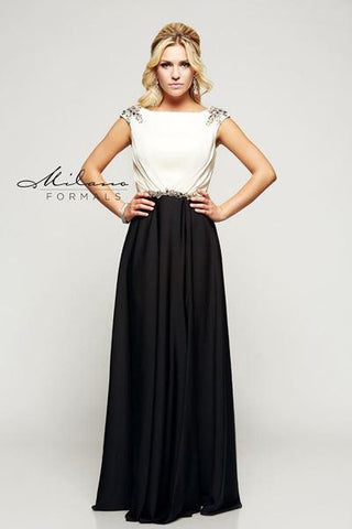 Designer Milano Formals lace long prom dress.