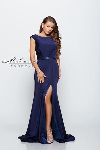 Designer Milano Formals lace long prom dress.