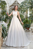 Ivory satin wedding dress ball gown A-Line
