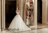 Ivory lace tulle rhinestones wedding dress ball gown A-Line