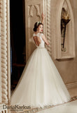 Ivory lace tulle rhinestones wedding dress ball gown A-Line