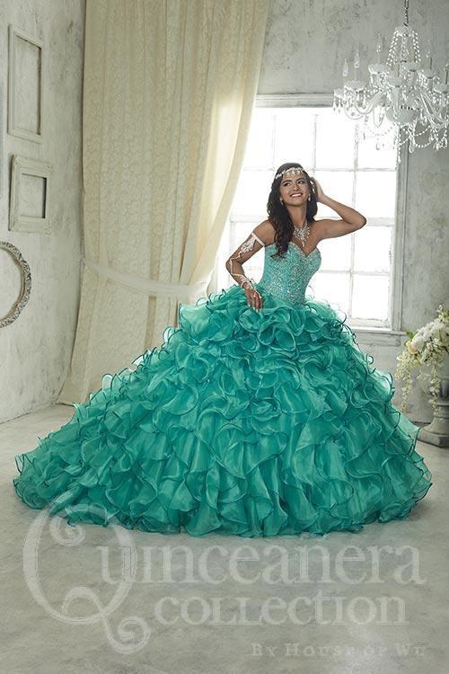 Quinceanera, sweet 16 strapless corsage ball gown dress by designer House Of Wu
