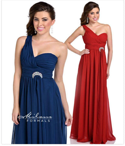 Chiffon lace long bridesmaid dress.