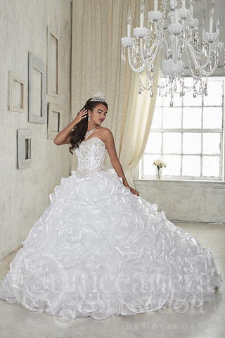 Beautiful quinceanera, sweet 16, engagement ball gown dress designed by House of Wu