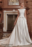 Ivory satin wedding dress ball A-line 2 piece