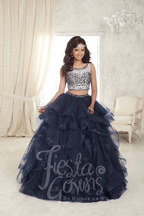 Beautiful Two Pieces quinceanera, sweet 16, engagement ball gown dress designed by House of Wu
