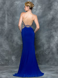 Trumpet, v-neck, sleeveless beading, Jersey prom dress