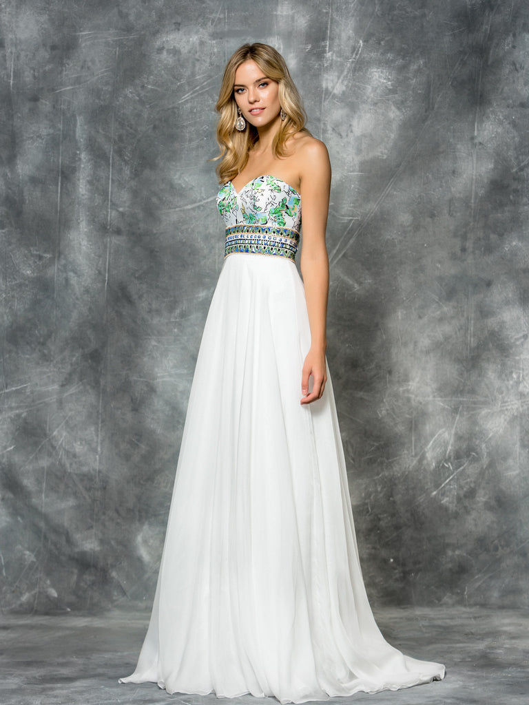 SATRPLESS , LACE BEADING , CHIFFON DRESS WITH SCARF
