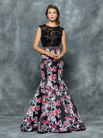 48"PRINT SATIN DRESS