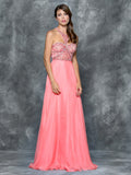 Halter beaded neckline, A-line chiffon prom dress