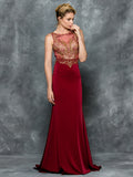 TRUMPET , MERMAID BEADING OPEN BACK , FAILLE & MESH PROM DRESS