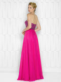 A-LINE BEADING , STRAPLESS CHIFFON DRESS WITH SCARF