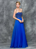 A-LINE BEADING , STRAPLESS CHIFFON DRESS WITH SCARF