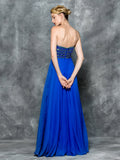 A-LINE BEADING , STRAPLESS CHIFFON DRESS WITH SCARF