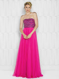 A-LINE BEADING , STRAPLESS CHIFFON DRESS WITH SCARF