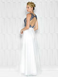 A-LINE BEADING SLEEVELESS CHIFFON DRESS