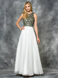 A-LINE BEADING SLEEVELESS CHIFFON DRESS