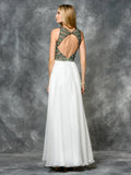 A-LINE BEADING SLEEVELESS CHIFFON DRESS