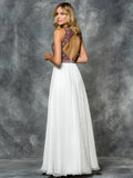 A-LINE BEADING SLEEVELESS CHIFFON DRESS