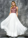 A-LINE BEADING SLEEVELESS CHIFFON DRESS