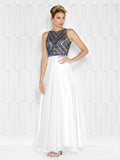 A-LINE BEADING SLEEVELESS CHIFFON DRESS