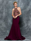 TRUMPET , A-LINE BEADING SLEEVELESS , JERSEY PROM DRESS