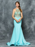 TRUMPET , A-LINE BEADING SLEEVELESS , JERSEY PROM DRESS