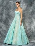 A-LINE STRAPLESS LACE PROM DRESS WITH SCARF