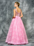 A-LINE  BEADING SLEEVELESS , LACE PROM DRESS