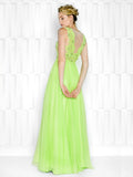 A-LINE , LACE V-NECK ,CHIFFON DRESS