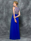 A-line, beading top,  mesh prom gown