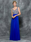 A-line, beading top,  mesh prom gown