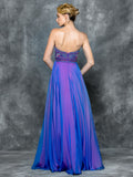A-line , beading strapless top , chiffon prom dress