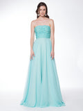 A-line , strapless chiffon & mesh prom dress